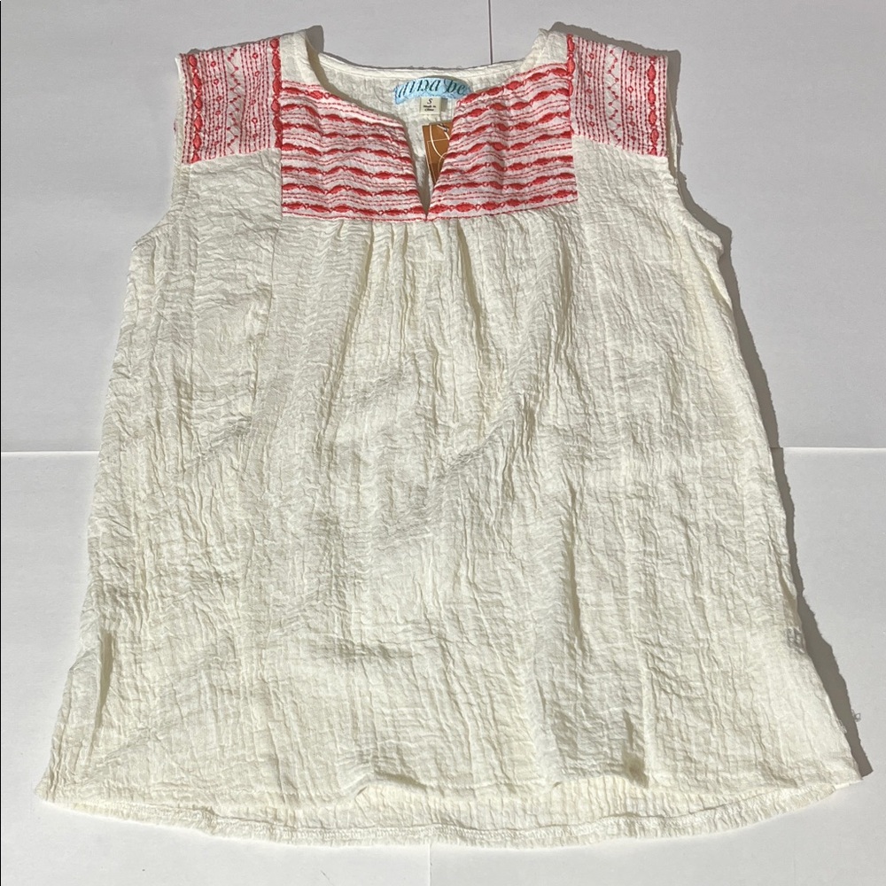 Francesca's Embroidered Knit Tank Top Small NEW! Summer Cream Off-White